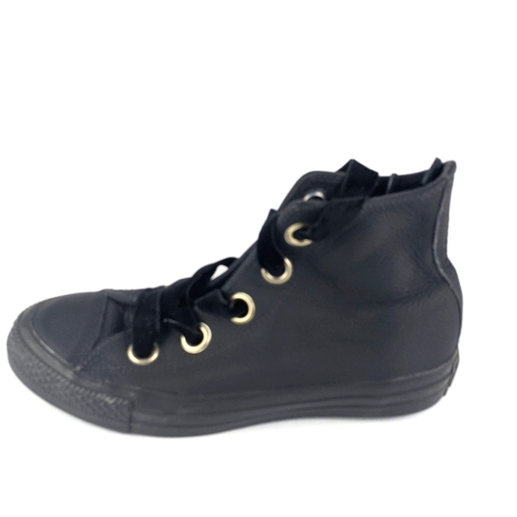 Chuck Taylor All Star Big Eyelets Leather High Top Sneaker Women's 6 Black - Picture 2 of 8